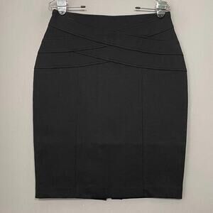 INC International Concepts Pencil Skirt Size 8 Black Ponte Knit Bodycon Bandage